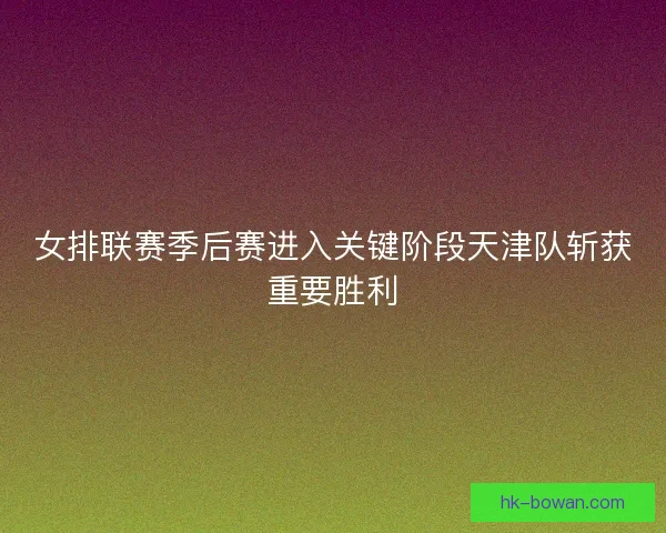 女排联赛季后赛进入关键阶段天津队斩获重要胜利